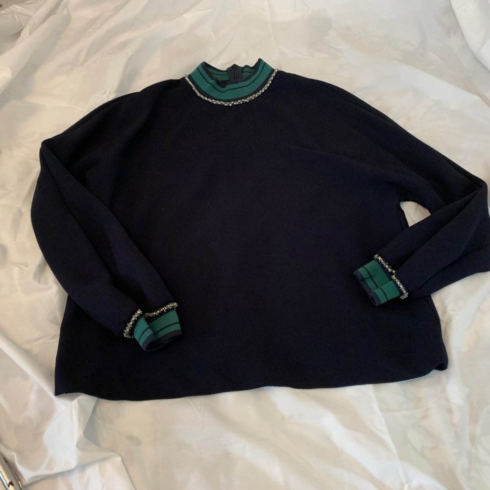 Zara Navy Pullover with Zip Back and Bling